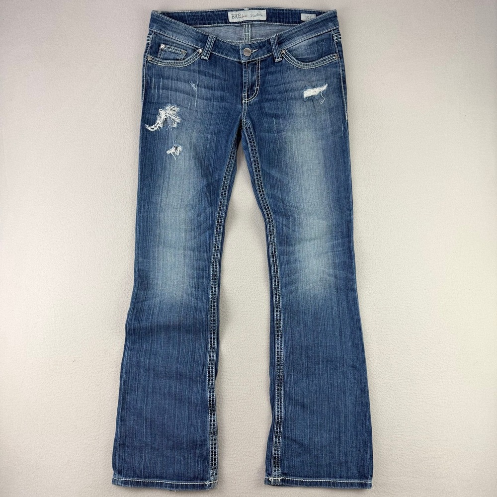 Y2K‎ BKE Starlite Jeans Women 30L Blue Bootcut Distressed Low Rise Western